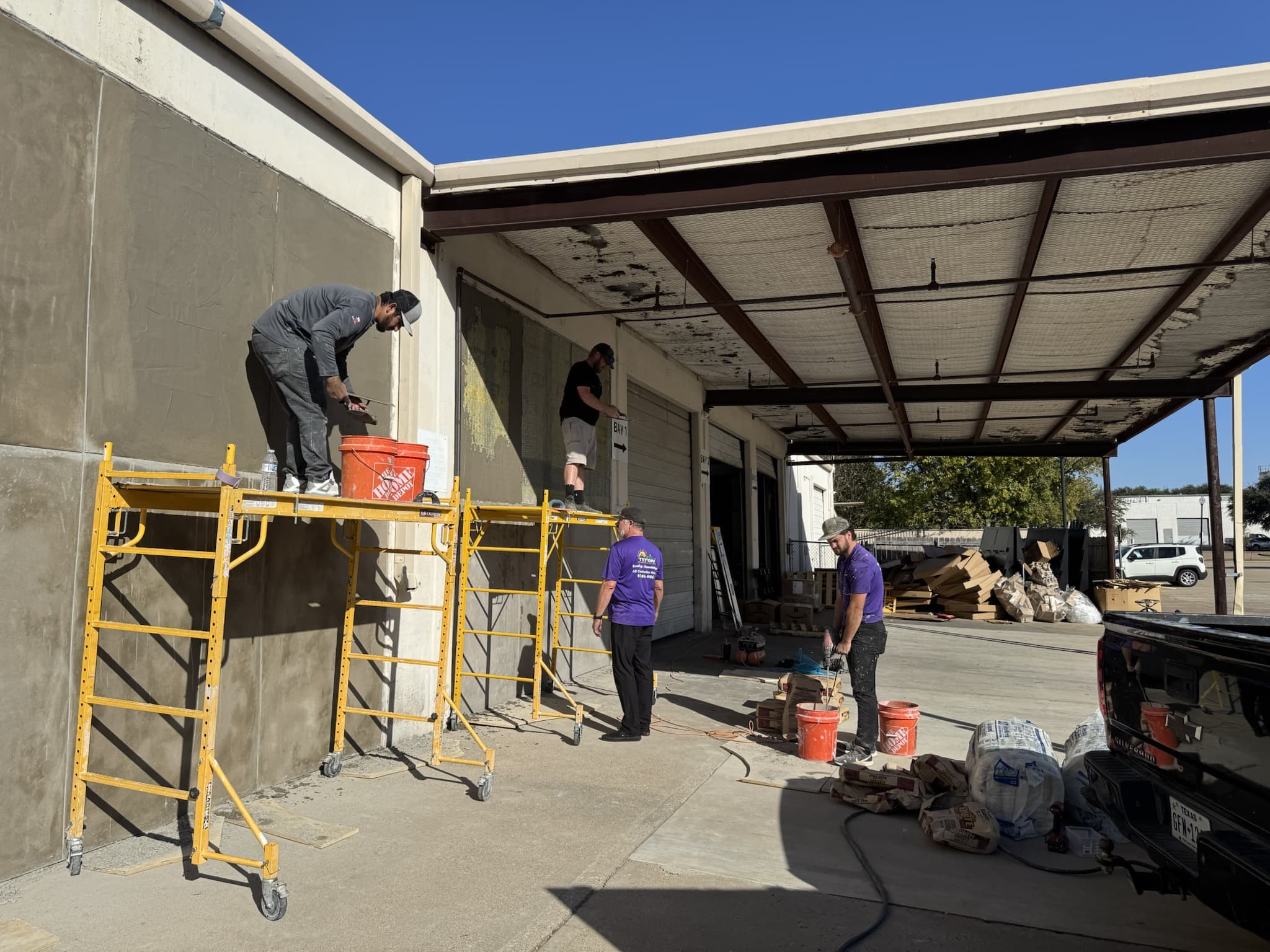Commercial Stucco Repair — During repairs